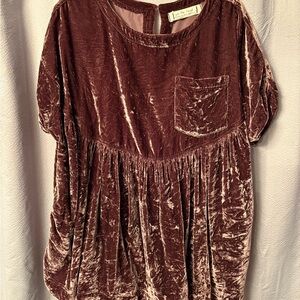 Free People Purple Velvet Babydoll Women's Top